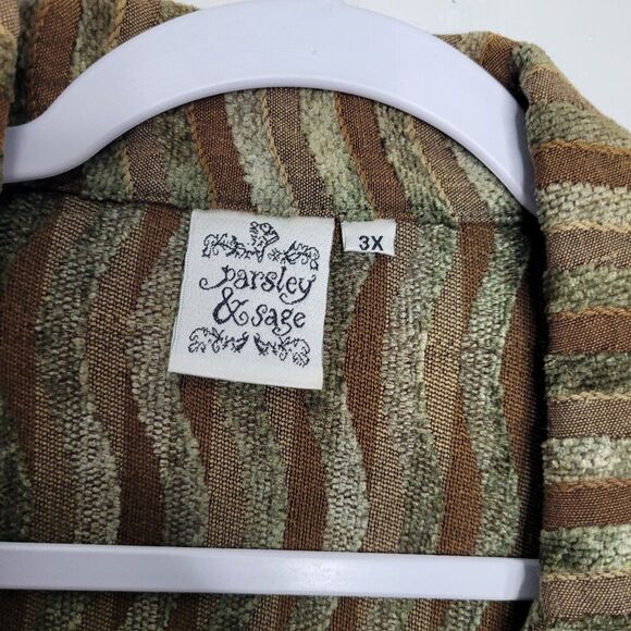 Parsley & Sage green brown groovy quirky button front plus size jacket 3x - Picture 4 of 8